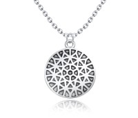 Circle  Carved Shaped Silver Necklace SPE-3528